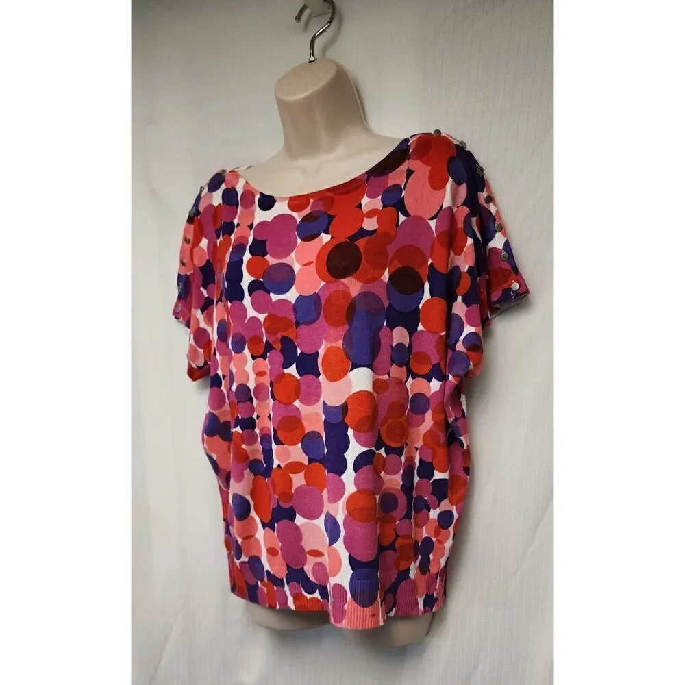 Joseph A Boat Neck Colorblock Sweater Multicolor Dots XL